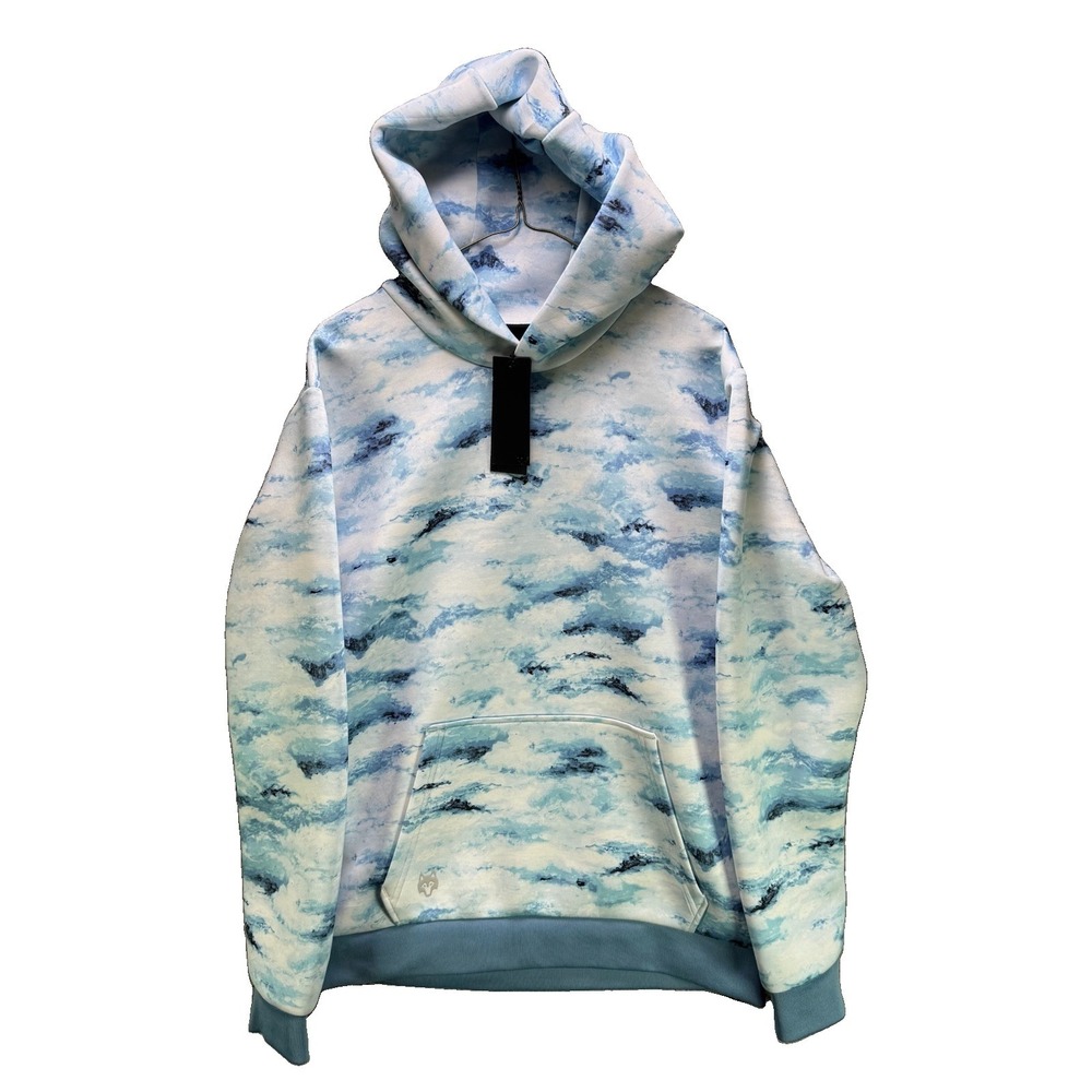 Greyson Golf Hoodie Mens Medium Blue Clouds AOP Chene Heavyweight Golf NWT $230